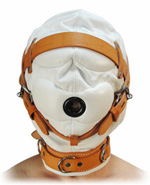 Sensory Deprivation Hood White with Tan Leather